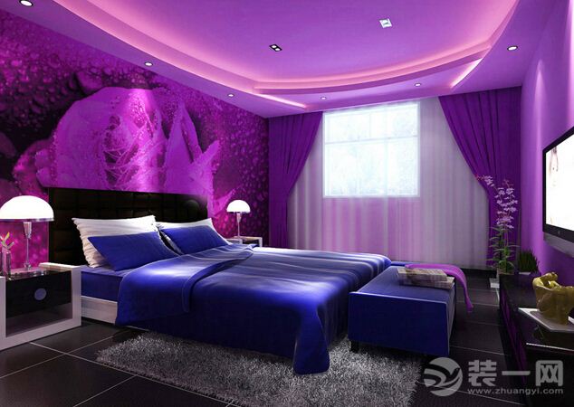 室内装修颜色搭配 紫色卧室装修效果图
