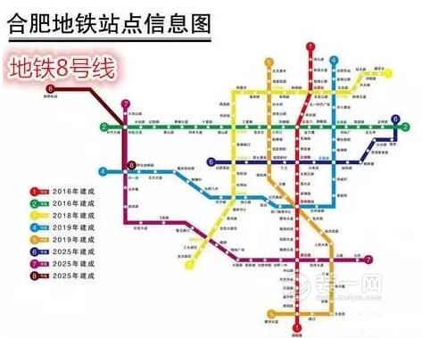 合肥地铁8号线最新线路图 连接北城和滨湖待批复